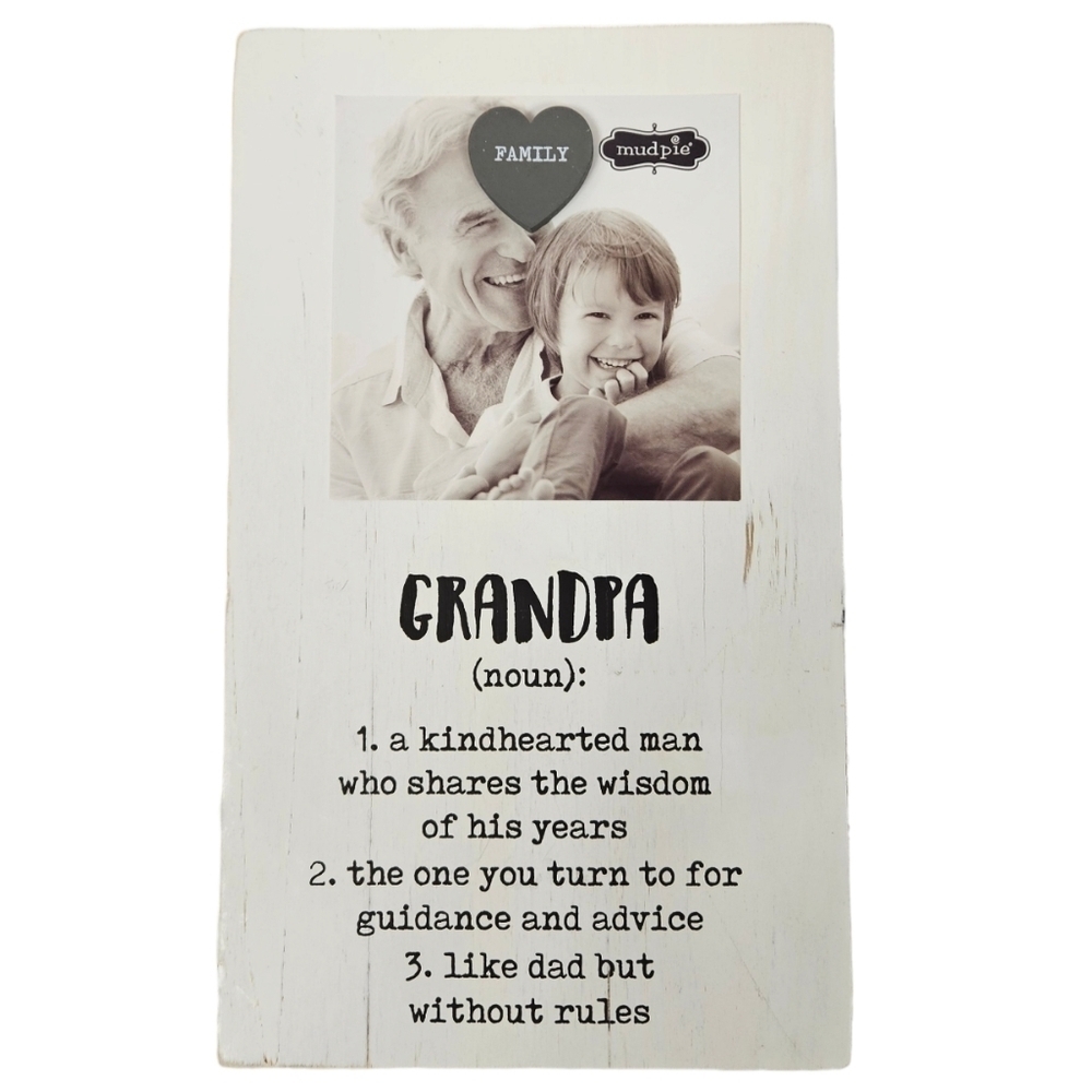 NWT Mud Pie Grandpa Magnetic Picture Frame White Washed Wood C15‎
